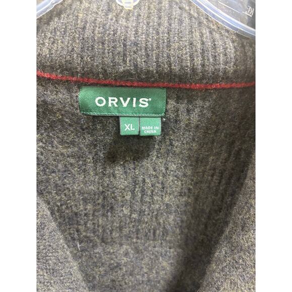 Orvis Men’s XL 100% Extra Fine Merino Wool Cardigan Sweater Shawl Collar - Picture 7 of 7
